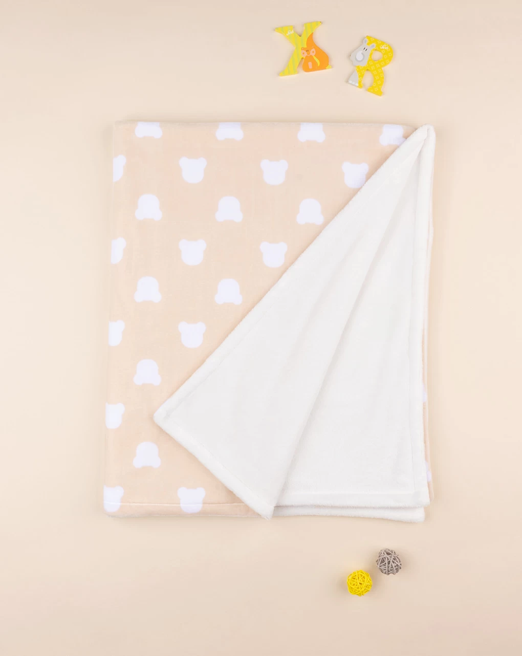 Coperta Letto Pile Unisex Beige 2 Coperta Letto Pile Unisex Beige - immagine 2