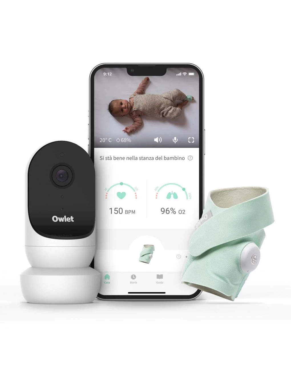 Monitor Duo - Smart Baby Monitor Con Video Hd (smart Sock 3 + Cam 2) Verde Menta - Owlet 1 Monitor Duo - Smart Baby Monitor Con Video Hd (smart Sock 3 + Cam 2) Verde Menta - Owlet