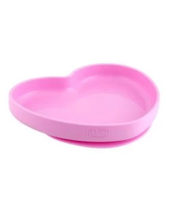 Piatto Cuore In Silicone Con Ventosa 9m+ Rosa