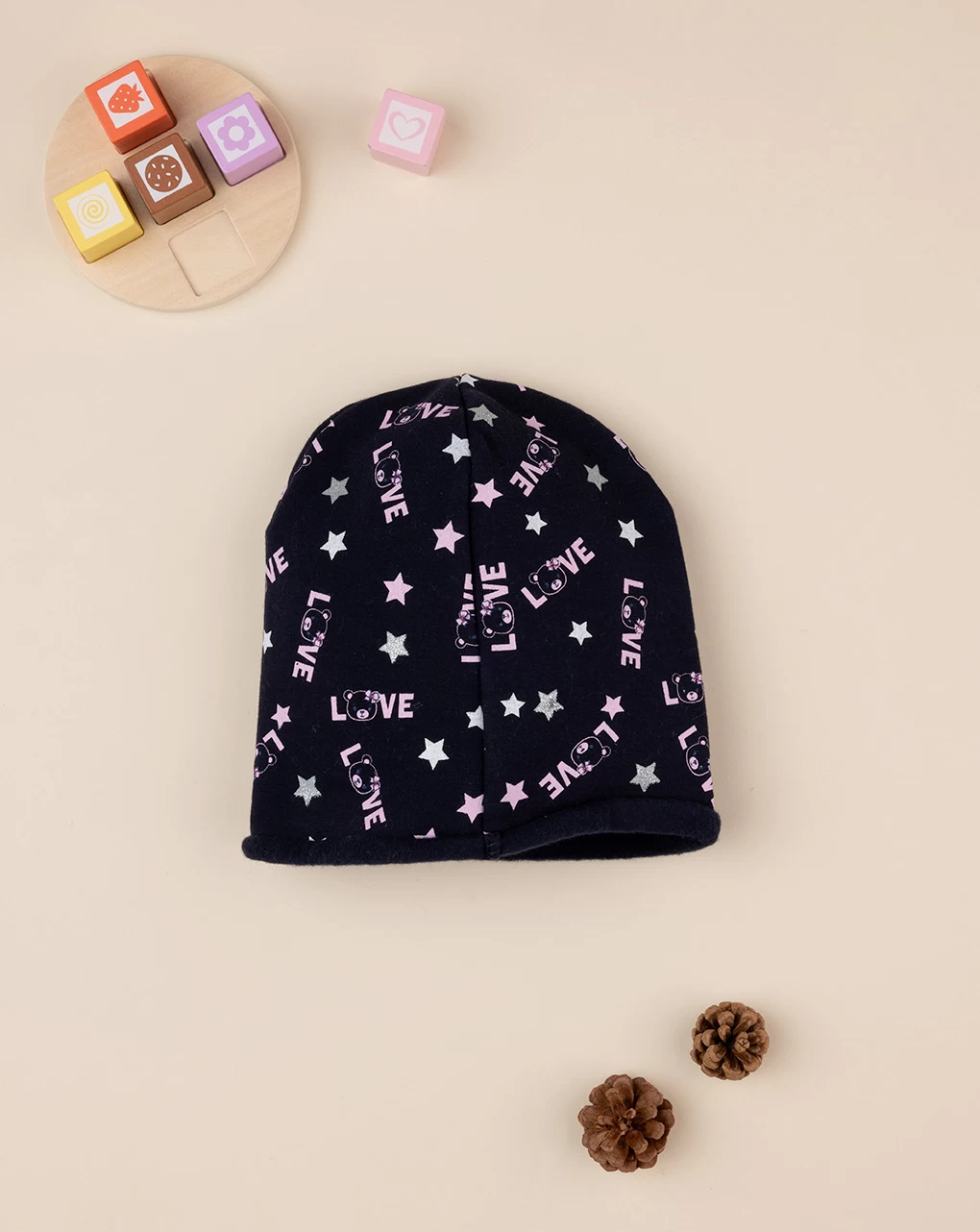 Berretto Bimba Nero/rosa 2 Berretto Bimba Nero/rosa - immagine 2