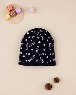 Berretto Bimba Nero/rosa