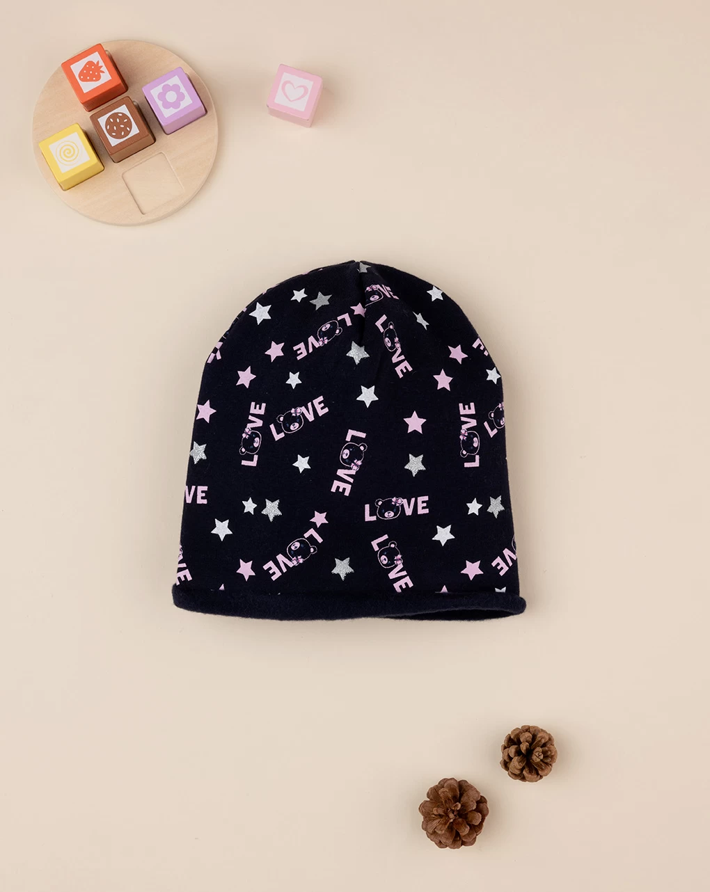 Berretto Bimba Nero/rosa 1 Berretto Bimba Nero/rosa