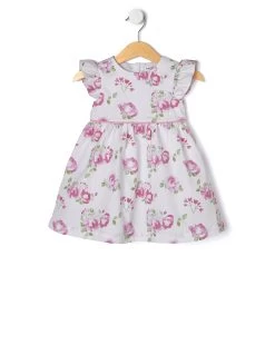 Abito In Popeline Con Stampa Rose