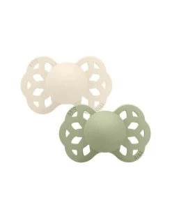 Set 2 Ciucci Tettarella Simmetrica In Silicone 0/6 Mesi - Colore Avorio/salvia - Bibs