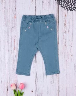 Pantalone Denim Bimba Con Ricamo