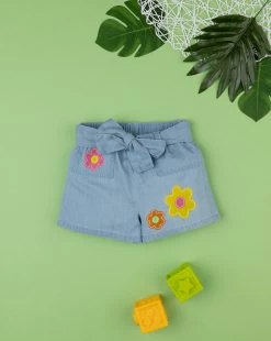 Short Chambray Bimba "fiori"