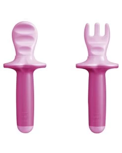 Mam Dipper Set, Set Posate Con Forchetta E Cucchiaio, 6+ Mesi, Rosa