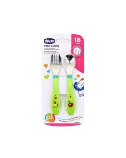 Posatine Acciaio Inox Verde Chicco 2 Pezzi