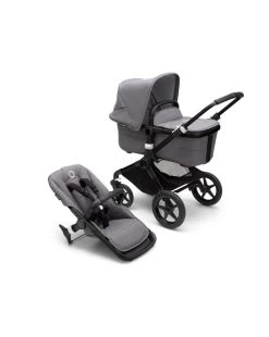 Bugaboo Fox 3 Navicella E Passeggino Telaio Nero, Tessuti E Cappottina Grey Melange