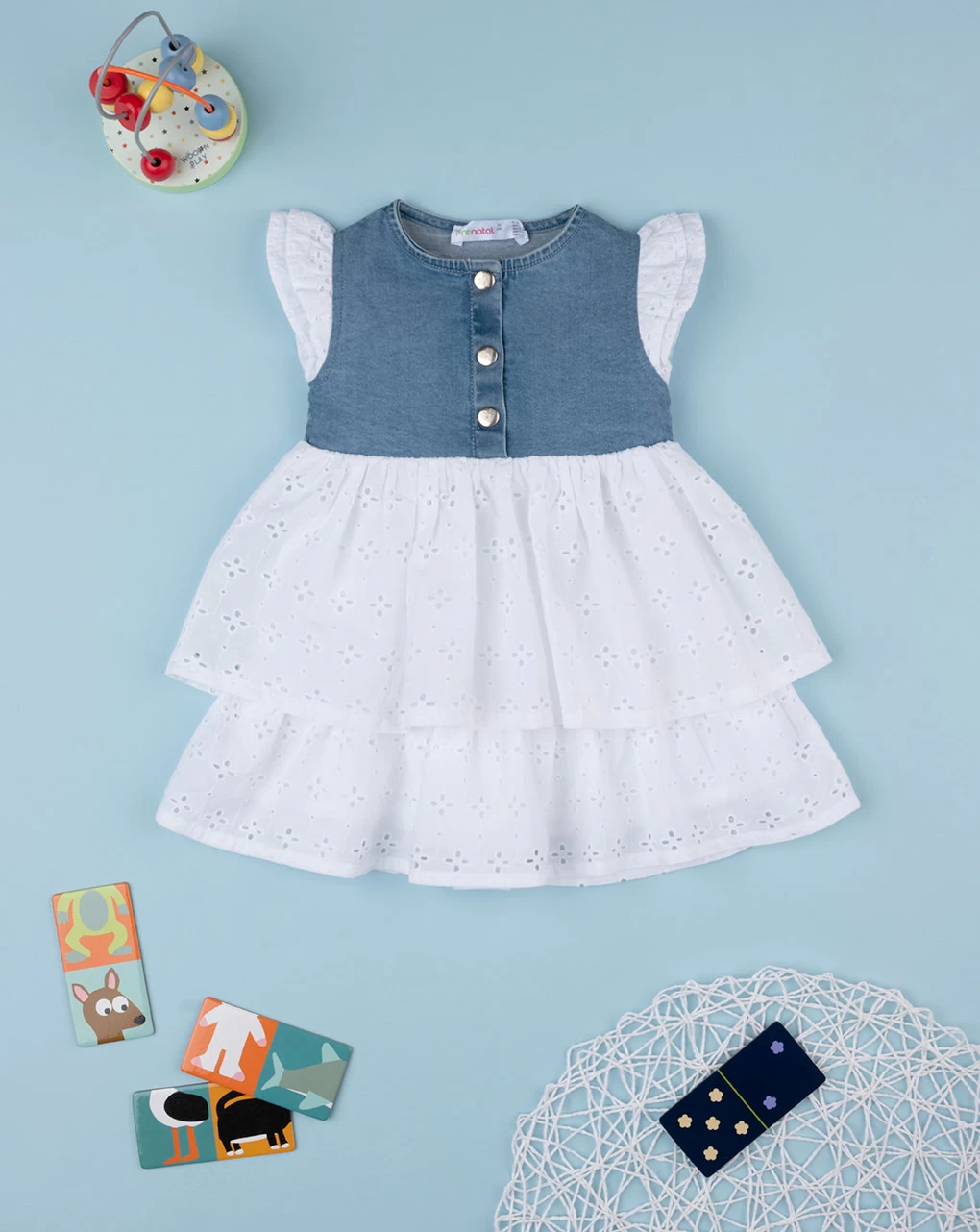 Abito Bimba Tencel E Sangallo 1 Abito Bimba Tencel E Sangallo