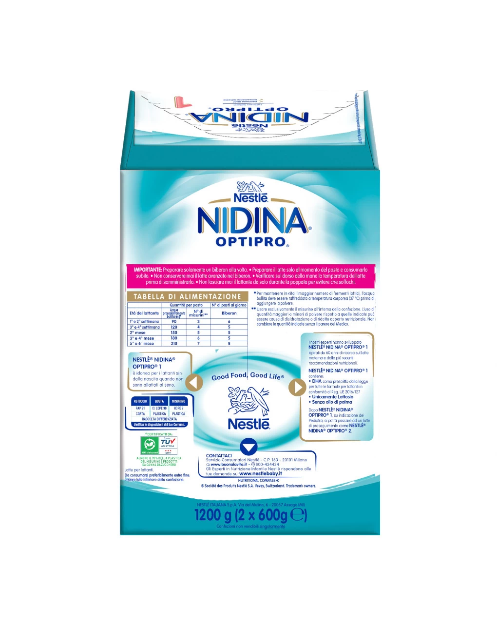 Nestlé Nidina Optipro 1 Dalla Nascita Latte In Polvere - 1.2 Kg (2x600g) 3 Nestlé Nidina Optipro 1 Dalla Nascita Latte In Polvere - 1.2 Kg (2x600g) - immagine 3