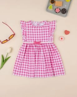 Abito Estivo Bimba In Jersey A Quadretti