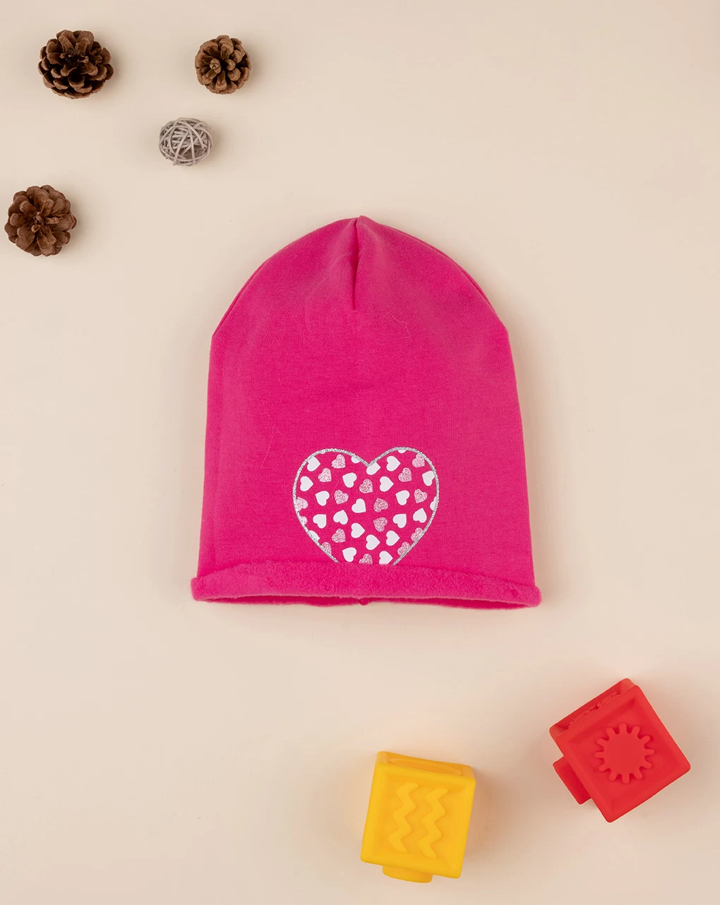 Berretto Bimba Rosa "cuore" 1 Berretto Bimba Rosa "cuore"