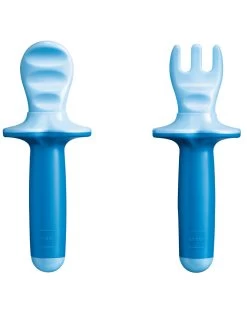 Mam Dipper Set, Set Posate Con Forchetta E Cucchiaio, 6+ Mesi, Azzurro