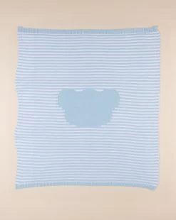 Coperta Estiva Culla/carrozzina Tricot Orsetto Azzurro