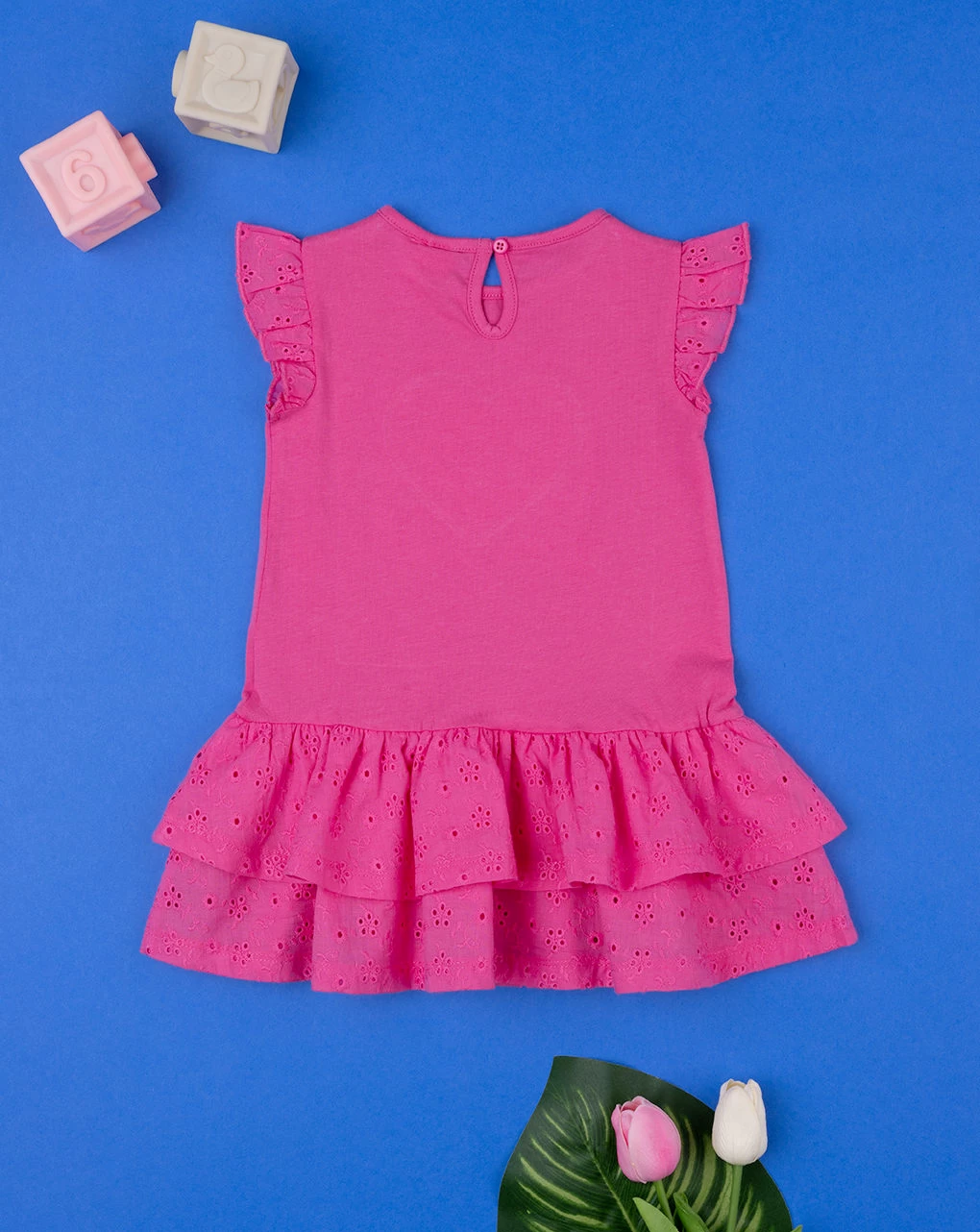 Abito Bimba Fucsia Jersey E Sangallo 2 Abito Bimba Fucsia Jersey E Sangallo - immagine 2